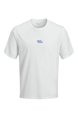 T-shirt relaxed - Blanc et indigo