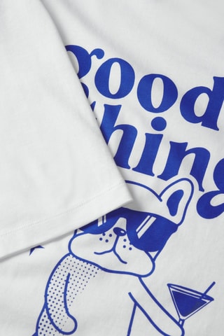 T-shirt relaxed - Blanc et indigo