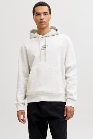Sweat regular en coton biologique à capuche - Gris clair chiné