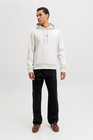 Sweat regular en coton biologique à capuche - Gris clair chiné