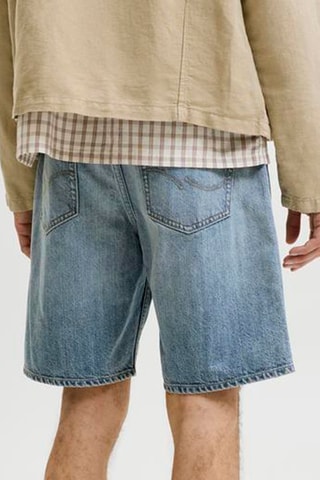 Short relaxed en jean taille haute - Bleu