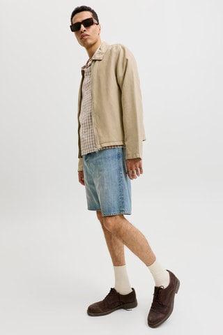 Short relaxed en jean taille haute - Bleu