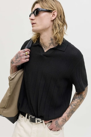 Polo relaxed en coton biologique - Noir