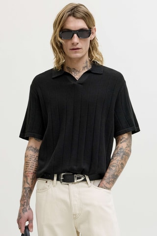 Polo relaxed en coton biologique - Noir