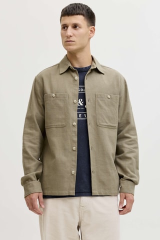 Chemise regular en lin - Kaki