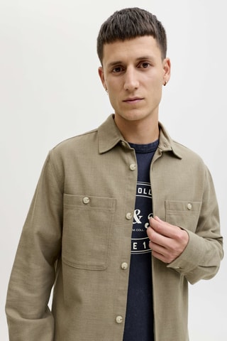 Chemise regular en lin - Kaki