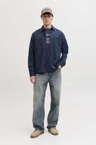 Chemise regular en lin - Bleu marine