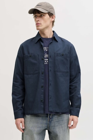 Chemise regular en lin - Bleu marine