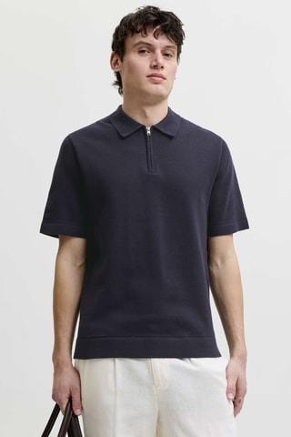 Polo regular en coton biologique - Bleu marine