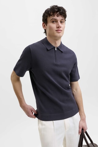 Polo regular en coton biologique - Bleu marine