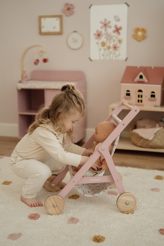 Poussette pour poupée en bois - Dès 3 ans