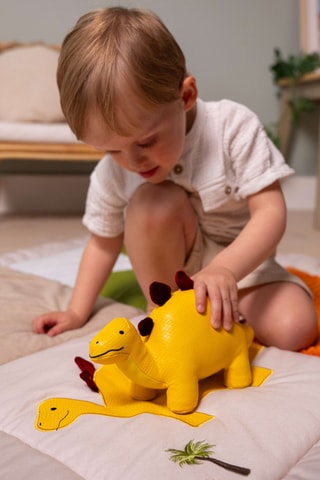 Peluche en cuir vegan Les Amis Dinos - Steffy le Stegosaure - Dès la naissance