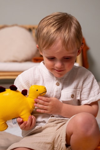 Peluche en cuir vegan Les Amis Dinos - Steffy le Stegosaure - Dès la naissance