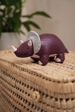 Peluche en cuir vegan Les Amis Dinos - Pénélope le Triceratops - Dès la naissance