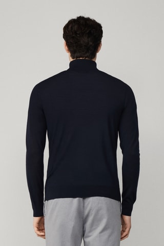 Pull en mérinos et soie - Bleu marine