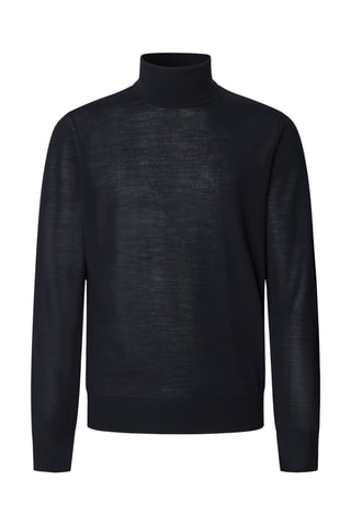 Pull en mérinos et soie - Bleu marine