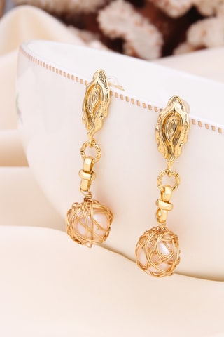 Boucles d’oreilles - Doré et blanc