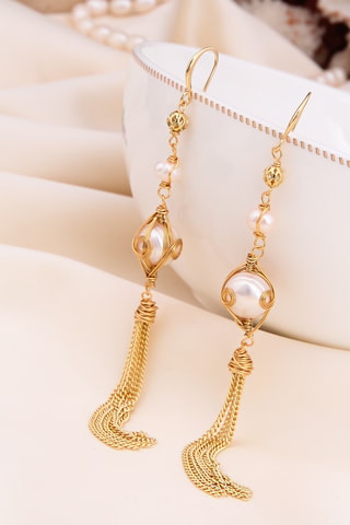 Boucles d’oreilles - Doré et blanc