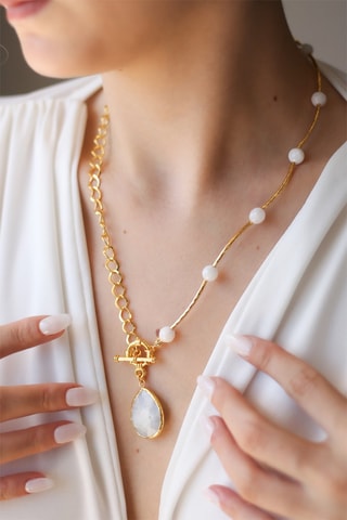 Collier - Plaqué or jaune et perle de culture