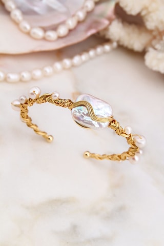 Pulseira rígida - Dourado e branco