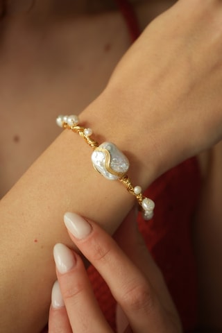 Pulseira rígida - Dourado e branco