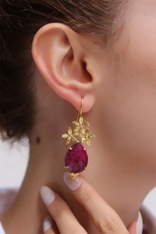 Boucles d'oreilles dorées à l'or fin jaune - Agates