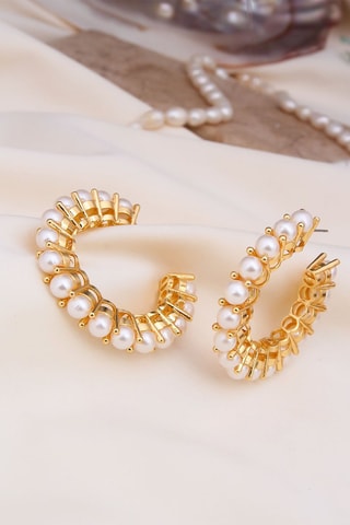 Créoles - Plaqué or jaune et perles de culture