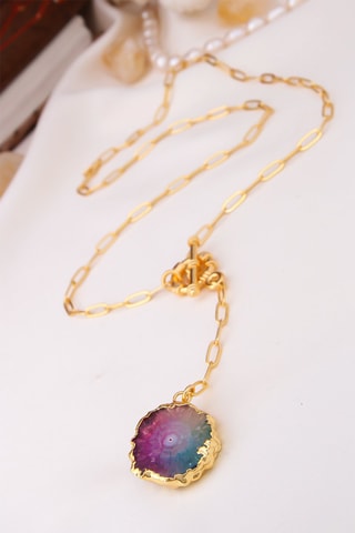 Collier doré à l'or fin jaune - Quartz