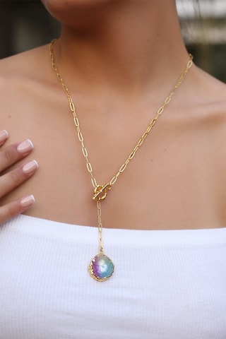 Collier doré à l'or fin jaune - Quartz