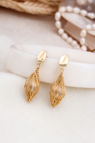 Brincos - Banhados a ouro amarelo e pérolas de cultura