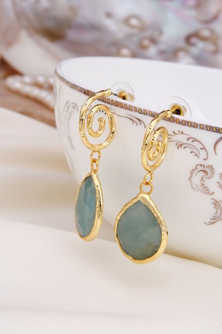 Brincos - Banhado a ouro amarelo e amazonites
