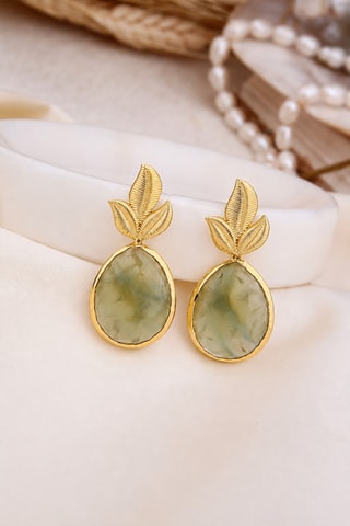 Brincos - Banhado a ouro amarelo e prehnite