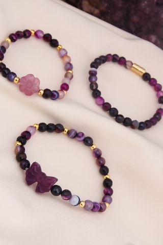 3 pulseiras - Banhadas a ouro amarelo e ametistas