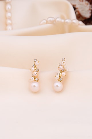 Boucles d’oreilles - Doré et blanc