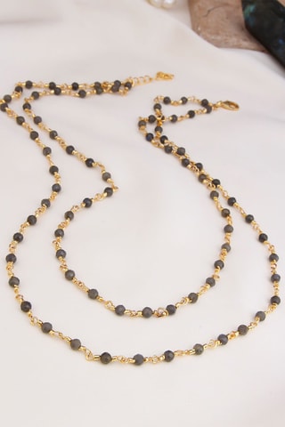 Collier double rang - Plaqué or jaune et labradorites