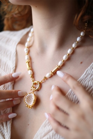 Collier - Plaqué or jaune et perles de culture