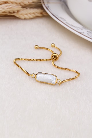 Pulseira folheada a ouro fino amarelo - Pérola de cultura