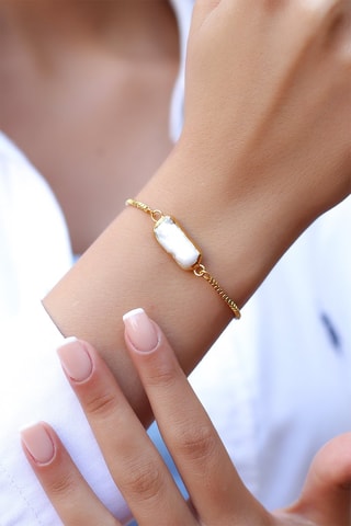 Pulseira folheada a ouro fino amarelo - Pérola de cultura