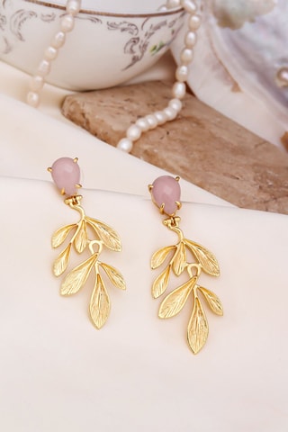 Boucles d’oreilles - Plaqué or jaune et quartz roses
