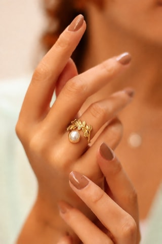 Bague - Plaqué or jaune er perle d'imitation