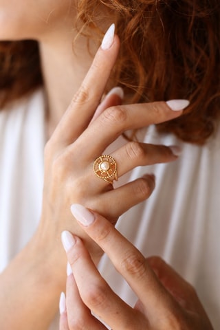 Bague - Plaqué or jaune et perle d'imitation