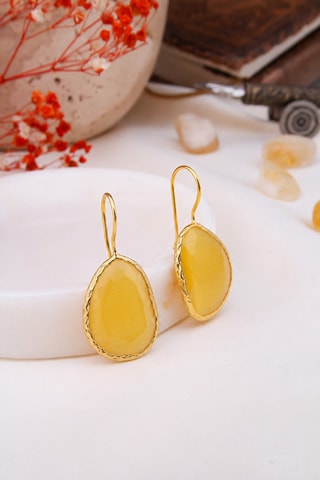 Brincos - Banhado a ouro amarelo e olho de gato