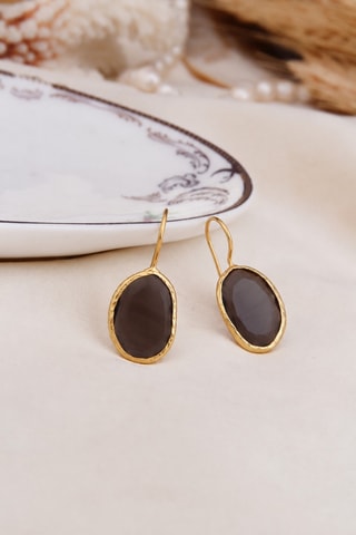 Brincos - Banhado a ouro amarelo e olho de gato