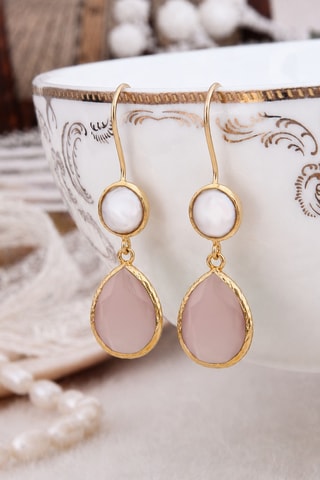 Brincos - Banhado a ouro amarelo, quartzo e pérolas de cultura