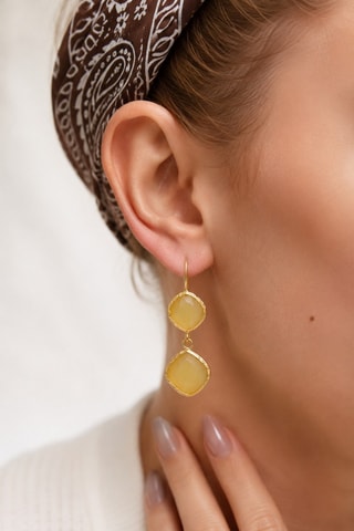 Brincos - Banhado a ouro amarelo e olhos de gato