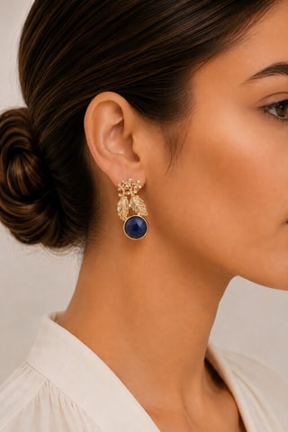 Boucles d'oreilles - Plaqué or jaune et saphir
