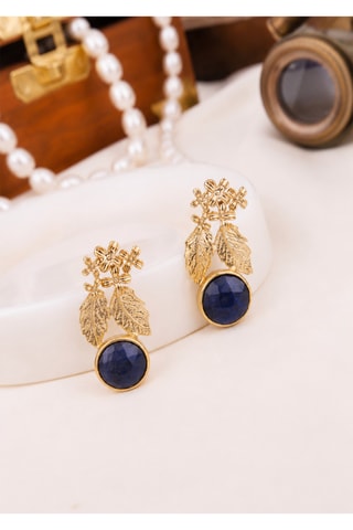 Boucles d'oreilles - Plaqué or jaune et saphir