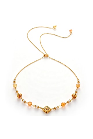 Collier - Plaqué or jaune, citrines et perles de culture