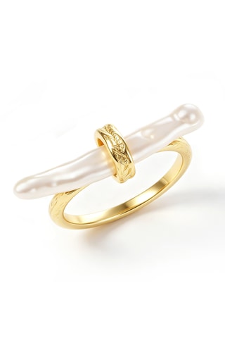 Bague - Plaqué or jaune et perles de culture