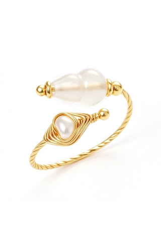 Bague - Plaqué or jaune et perles de culture